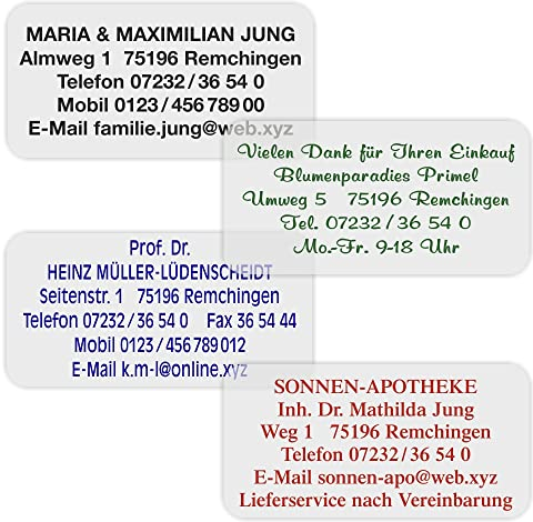 210 Adressaufkleber, Adressetiketten TRANSPARENT mit Ihrem Wunschtext bis zu 9 Zeilen vom Versandhaus Jung