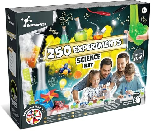 Science4you Kit Científico 250 Experimentos, Juguete Educativo para Niños 8-11+ Años, Aprende Física, Química, Geología y Biología, Mega Kit