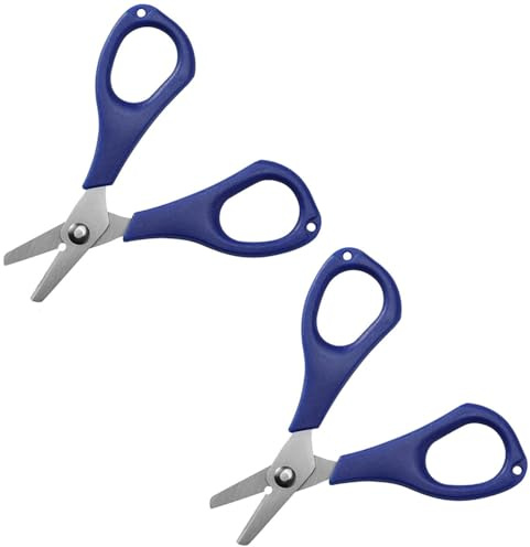 Tijeras de pesca pequeñas, 2 tijeras de pesca de acero inoxidable con borde dentado resistentes con agujero para colgar, tijeras de pesca multifuncionales para pesca en el hogar al aire libre, color