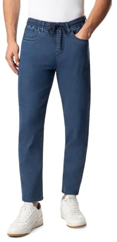 INKD Vaqueros Deportivos para Hombre - Tiro Medio | Mezcla de algodón | Tejido elástico | Cintura elástica | Diseño clásico de 5 Bolsillos | Vaqueros para Hombre