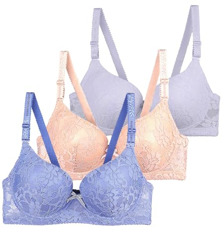 CSWH 3er Pack BH Damen ohne Bügel Fraun Push Up BH Spitzen BH Sexy BH Set mit verstellbarem Mädchen 2024 Mode Y2K Weich Bequemer BH Atmungsaktiver Unterwäsche Bra für Alltag Outdoor