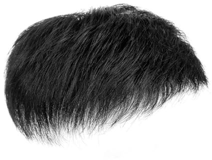 Men Forehead Toupee, Clips-On/Glue Short Toppers, Human Hair Replacement System, Natural Black Hair Extension Hairline Loss Hair Toppers for Men,Short,16x18cm
