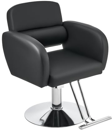 CO-Z Frisörstol svart 41–56 cm höjdjusterbara barberstol 360° vridbar 250 kg frisörsalong barbershop