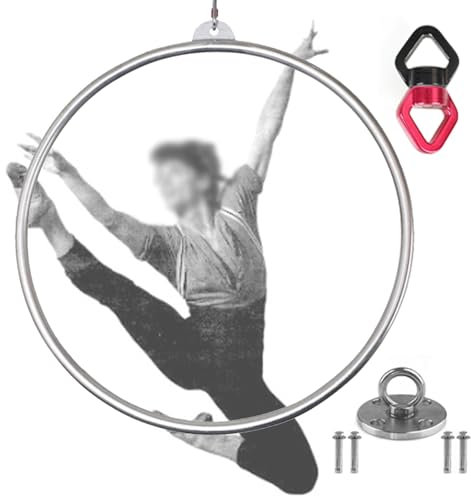 Quixnova Aerial Hoop Set, 85cm/90cm Aerial Hoop Ausrüstung aus Edelstahl mit einem Punkt, Circus Fitness Aerial Hoop, Aerial Yoga Hoop für Zuhause, Fitnessstudio, Clubs,3.2cm-85cm