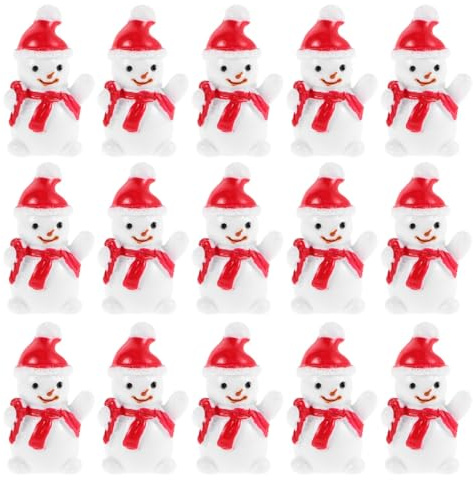 Angoily 20 minifiguras de muñeco de nieve, mini muñeco de nieve de resina, adorno en miniatura, pequeñas figuras para Navidad, jardín, decoración, DIY, escenas de micropaisajes, bricolaje