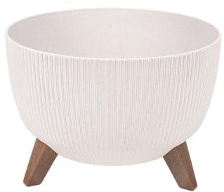 Cofan Maceta Decorativa con Patas | Color: marrón o Blanca | Patas Desmontables | Maceta Redonda Resistente a UV | Adecuada para Interior y Exterior | 4 Medidas y Capacidades (Blanco, Ø24,3 x 20 cm)