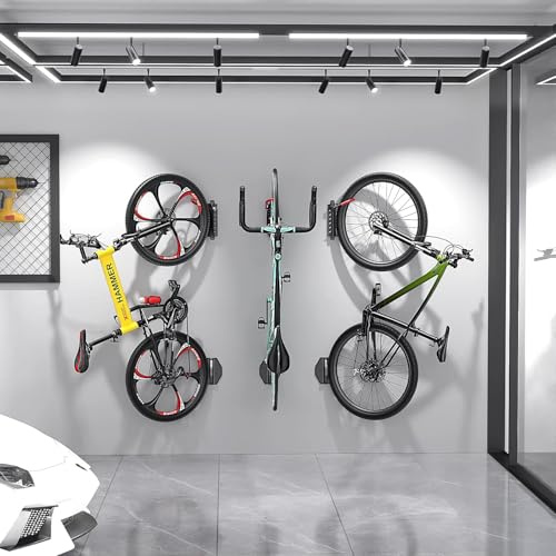 PATUKSHOP Soporte de pared para el garaje -Soporte de pared giratorio para bicicleta vertical – Soporte de pared para el garaje – MTB y bicicleta de carretera