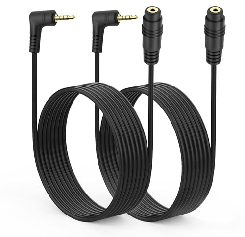 MEIRIYFA 2 cavi di prolunga audio da 2,5 mm maschio a jack femmina a 90 gradi per smartphone, cuffie, lettore MP3, registratore, fotocamera (1,8 m, TRRS 2,5 mm)