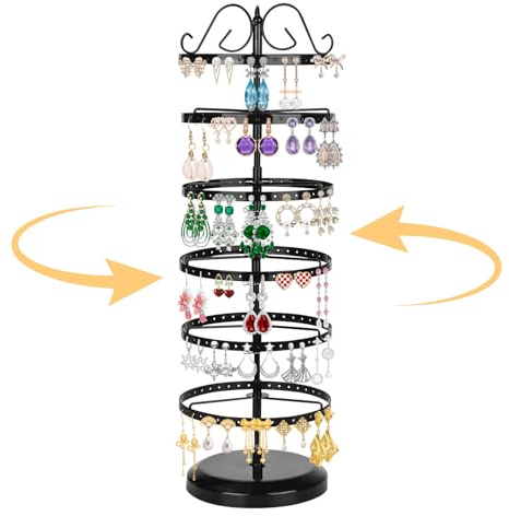 YYTECH Organizador Pendientes Giratorio de 6 Niveles, Soporte Joyas de Metal, Distancia Entre Niveles Ajustable, Capacidad de 264 Orificios para 132 Pares