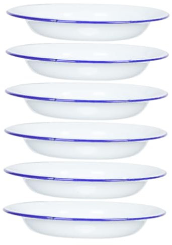 Sosoport Platos Esmaltados Vintage 6 Piezas para Frutas y Ensaladas Material Resistente Diseño Elegante para Camping y Picnics Vajilla Funcional