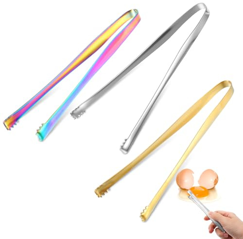 Shimmeroo 3 Stück Rutschfest Eiswürfelzange Zuckerzange Edelstahl Küchenzange Kleine Zange Küche für Bars, Hochzeiten, Weihnachtsfeiern und Buffets(15cm)
