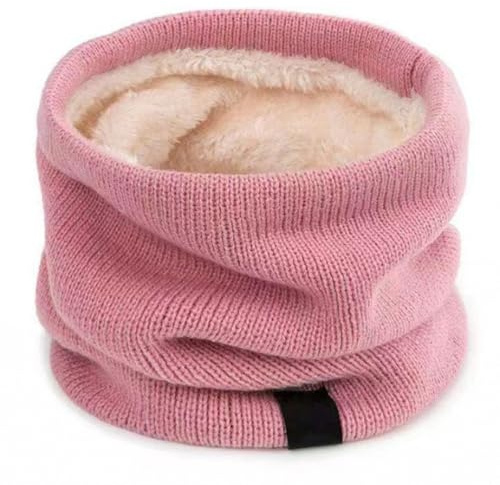 Pink Thermal Fleece Snood Neck Warmer – Soft Thick Knitted Gaiter Scarf for Boys, Girls & Adults, Warm Windproof Winter Neck Tube for Cycling, Running, Skiing, Hiking & Outdoor Sports