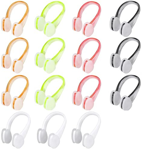Dawfund 15PCS Pince Nez Antidérapants Natation Antidérapants pour Adultes, Clip de Nez Confortable et Bouchon Nasal, Pince-Nez de Natation Ergonomique pour Piscine, Apnée et Débutants