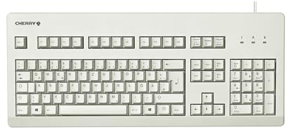 CHERRY G80-3000, Wired Mechanical Keyboard, UK Layout (QWERTY), USB Connection, Durable, Programmable Keys, MX BLUE Switches, Light Grey