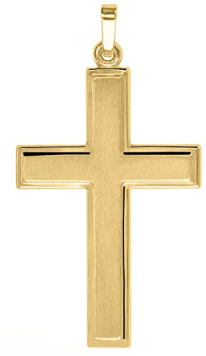 My Gold Herren Anhänger Kreuz Gold 750 (Ohne Kette) Echtes Gelbgold (18 Karat) 40mm x 22mm Goldkreuz Bologna A-06085-G503