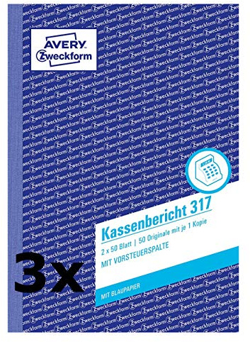 AVERY Zweckform 317 kassarapport (3, med blåpapper)