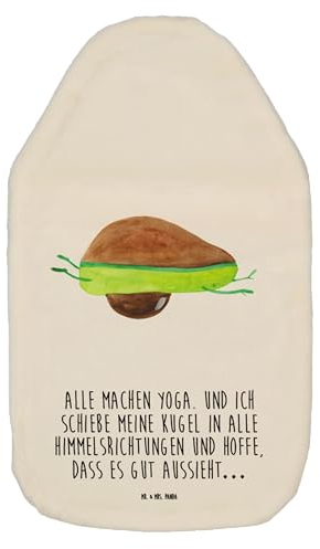 Mr. & Mrs. Panda Wärmflasche Avocado Yoga - Geschenk, bauch, Körnerkissen, Bettflasche, Wärmflasche mit Bezug, Sport, Vegan, Wärmekissen,
