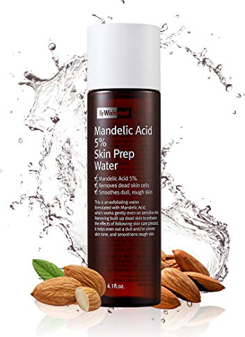 BY WISHTREND Ácido mandélico 5% agua de preparación de la piel, exfoliante suave para la piel facial, ideal para pieles sensibles|Ayuda a los poros obstruidos y la pigmentación (4.1 onzas líquidas(1))