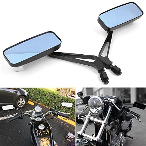 8mm 10mm Motorrad Rücklenker Rechteck Lenker Außenspiegel Seitenspiegel für Bobber Cruiser Chopper Scooter Touring ATV Sport Bike.