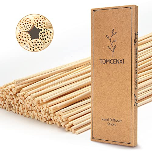 TOMCENXI 120PCS Reed Diffuser Sticks,10 Inch Natural Rattan Wood Sticks,Diffuser Refills,Essential Oil Aroma Diffuser Replacements Sticks for Home,Office