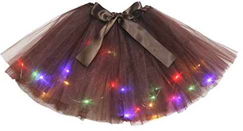 Petitebelle Enfärgade LED-lampor dam tyll tutu, Brun, en storlek