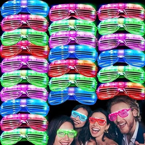 LED Glasses, Confezione da 20 Occhiali da festa LEDGiocattolo Luminose Party LED Glasses Giocattoli Luminosi Giocattolo di Festa LED per Carnevale Concerti Party, Multicolore