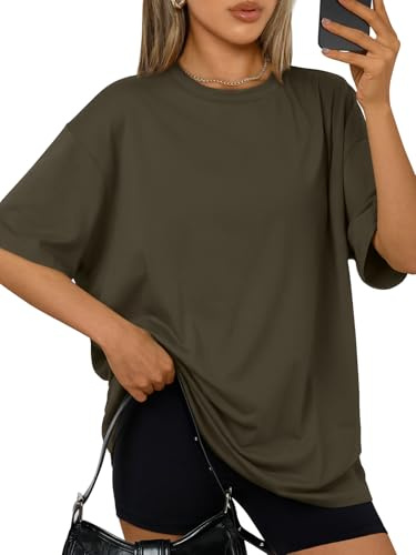 Trendy Queen Womens Oversized Summer T Shirts Fashion Workout Plus Size Tops Short Sleeve Beach Vacation Gym Clothes 2026 ArmyGreen 3XL