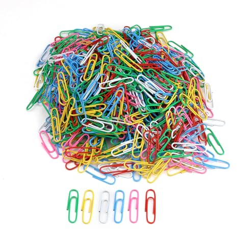 HERKINDNESS Büroklammern Bunt, 600 Stück Büroklammern Klein, Paper Clips mit Beschichtung, in Leuchtenden Farben, für Büro, Schule und Persönlichen Gebrauch