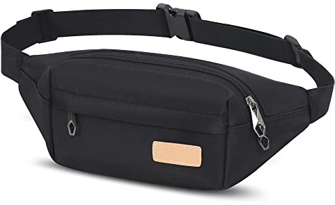 Lightweight Bumbags Waist Fanny Pack Water Resistant Bumbag with Multiple Pockets Suitable for Women Men Travel Daily Use Outdoor Sports (Black)