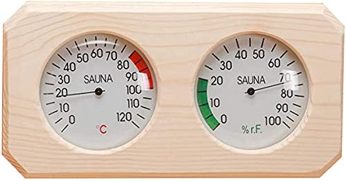 DOOKAA Sauna Igrothermograph Termometro Temperatura Igrometro Termometro igrotermografo per Sauna in Legno di Pino, Scala di Temperatura da 0C-120C, Scala di umidità da%