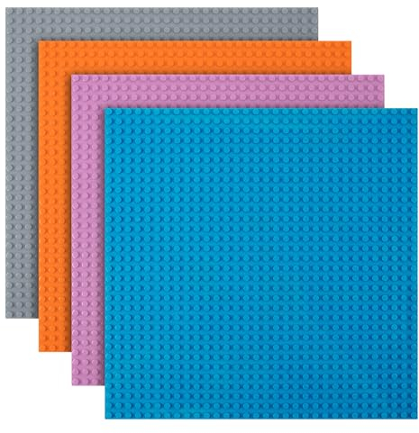 HOTUT Classic Baseplates, 4Pcs Square 32x32 Stud Building Base, 10×10 Large Building Board Base Plates, 100% Compatible with Major Brands, Build and Display Board Set - Four Color