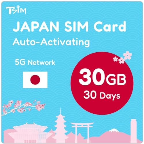 Tarjeta SIM japonesa de 30 días de 30 GB | Activación automática | Red 5G con conexión / punto de acceso / intercambio de Internet | Solo datos sin voz