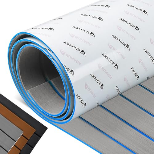 Abahub Finto Teak per Barca Eva Schiuma Autoadesiva Moquette Nautica Accessori Barca Pavimentazione Antiscivolo Marine Boat Decking Mat per Barche Piscina Pavimento Yacht 121x42cm