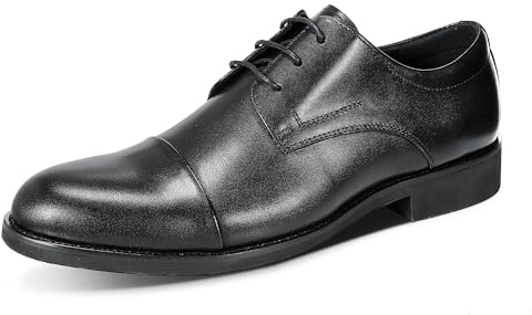 Allthemen Zapatos Traje de Cuero para Hombre Zapatos Oxfords Bajos de Negocios Zapatos de Traje Derby de Encaje Zapatos con Cordones Negro 45 EU