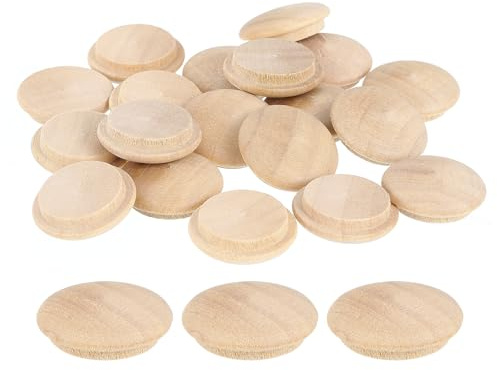 QUARKZMAN 60 st tryckknappar i trä, 20 mm/0,79 tum Hål pluggar hårt trä träpluggar hålpluggar träskruvar för möbelbearbetning träbearbetning hantverksdekorationer (25 mm x 20 mm)