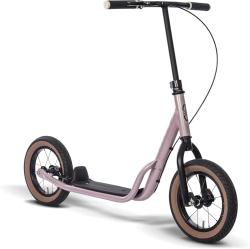 PUKY R07 L Kinder Roller Pearl Pink| Scooter Kinder 4 Jahre mit Luftbereifung & V-Brake | Höhenverstellbarer Lenker & rutschfestes Trittbrett | Tretroller | Roller mit großen Rädern | Leichter Scooter