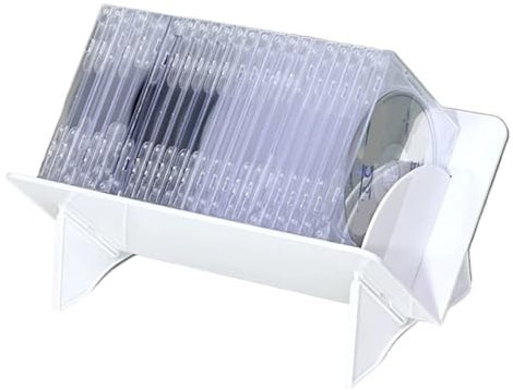 SHCHNA DVD Storage, CD Storage Rack Plastic Organizer Album Display Stand Ideal For Home Office Music Room Record Storage(White)