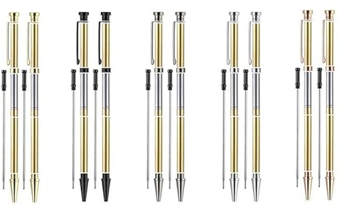 Aboiledy Kit de giro de pluma de torno de madera, 10 kits de bolígrafos delgados con recambios y espacios en blanco de madera para manualidades, 7 mm