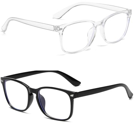Wnzdp 2 Pcs Blue Light Glasses, Fake Glasses, Anti Glare Glasses, Blue Light Glasses Men Anti Glare Clear Computer Glasses to Prevent Eye Strain Super Light Weight Fashion