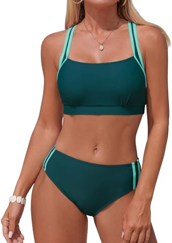 Adigaber Trajes de Baño para Mujer Sólido Talle Medio Deportivo Bikini
