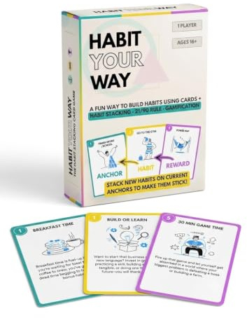 Habit Your Way – Habit Stacking Game for Adults | 50-Card Deck with Rules to Build Daily Routines, Form Positive Routines & Reward Yourself | Self-Improvement Gift