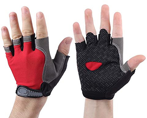 Stylebest Halvfingerhandskar för Utomhuscykling Cykling Klättringsträning Andas Anti-halk Bekväm Passform Mikrofiber Svart Röd Grå 1 Par