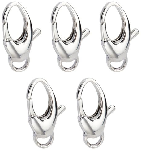 PandaHall Elite Cierres de Pinza de Langosta de Acero Inoxidable,Acero Inoxidable Color,20x10mm