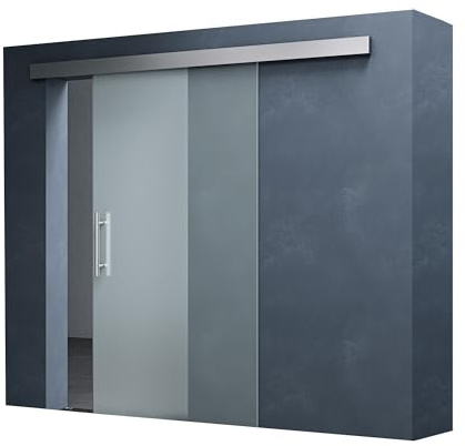 Mai & Mai Porta Scorrevole in Vetro 90x205cm, Porta Scorrevole con Sistema Softclose in Vetro Smerigliato 8mm con Binario e Maniglia Per Asta per Bagno Cucina Studio Ufficio, Amalfi TS14-900SC