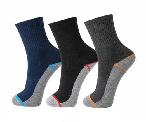 BestSale247 6 oder 12 Paar Herren Thermosocken Baumwolle Warme Dicke Winter Sport Ski Arbeitssocken Schwarz Vollfrottee Gr. 39-42 ; 43-46, 6 Paar | Farbmix, 43-46