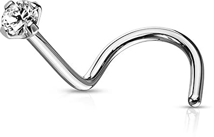 Monster Piercing 14K Oro Blanco Puntas Set 1,5 MM Redonda Piedra de la CZ 20 Calibre Nariz Tornillo de perforaci?n de la fosa Nasal