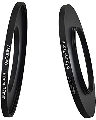 Anillo adaptador de filtro step up (de aumento) para acoplar objetivos de 67 mm a arandelas de portafiltros de 77 mm (metal)