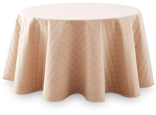 Lanovenanube Falda Camilla Velvet Acolchada, Enaguilla de Invierno Redonda, Medida 90 cm, Color Beig. Faldilla para Mesa Que Mantiene el Calor, de Tejido Aterciopelado y Tacto Extra Suave