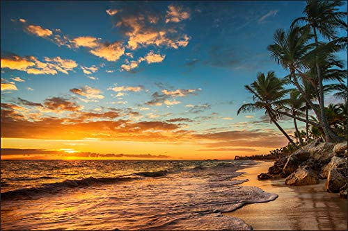 Muralo Vinyl slät fototapet strand solnedgång tapet tapeter 360 x 240 vardagsrum sovrum moderna väggbilder XXL väggdekoration Br.360 x Hö.240