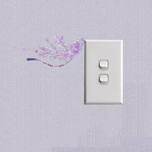 SHMAZ Schöner lila Fliegender Blumen-Schalter-Aufkleber kindischer dekorativer Wandaufkleber